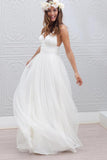 Simple V-neck Floor-Length Wedding Dress With Ruched Sash WD054