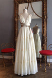 Simple V-neck Long Cross-back Long Wedding Dresses WD115 - Pgmdress