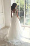 Sleeveless Lace White A-Line Sweep Train Wedding Dress WD096 - Pgmdress