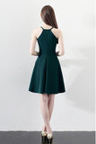 Slim Dark Green Aline Short Party Dress Homecoming Dresses Halter PD197 - Pgmdress