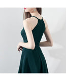 Slim Dark Green Aline Short Party Dress Homecoming Dresses Halter PD197 - Pgmdress