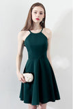 Slim Dark Green Aline Short Party Dress Homecoming Dresses Halter PD197 - Pgmdress
