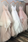 Spaghetti Chic Tulle Floor Length Prom Dresses Evening Dresses PG518 - Pgmdress