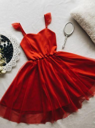 Spaghetti Strap Red Short Prom Dress Mini Homecoming Dress PD305 - Pgmdress