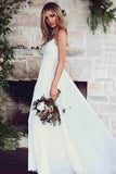 Spaghetti Straps A-Line Wedding Dresses With Lace Appliques WD186 - Pgmdress