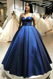 Spaghetti Straps Blue Sweetheart Neckline Ball Gown Prom Dress PSK132