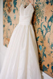 Spaghetti Straps Floor-Length White Wedding Dress With Lace WD117 - Pgmdress