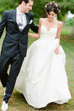 Spaghetti Straps Floor-Length Ivory Wedding Dress With Lace  WD117