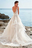 Spaghetti Straps Neckline A-Line Wedding Dress With Beaded WD195 - Pgmdress