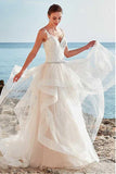 Spaghetti Straps Neckline A-Line Wedding Dress With Beaded WD195 - Pgmdress