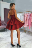 Spaghetti Straps Red Appliqued Homecoming Dresses With Beading PD345 - Pgmdress