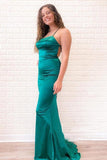 Spaghetti Straps Round Neckline Mermaid Lace Up Back Long Prom Dress PSK193 - Pgmdress