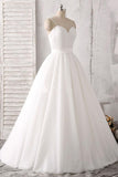 Spaghetti Straps Sweetheart Floor-length White Satin Wedding Dress WD143 - Pgmdress