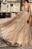 Sparkle Backless Plunging Neckline Sequin Long Prom Evening Dress PG757 - Pgmdress