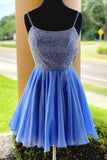 Sparkle Beading Blue Short Prom Dress Homecoming Dress PD315