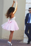 Sparkly High Neck Short Pink Homecoming Dress Party Dress PG163 - Pgmdress