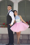 Sparkly High Neck Short Pink Homecoming Dress Party Dress PG163 - Pgmdress