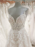 Strap V Neck Beach Wedding Dresses Backless Ivory Tulle Wedding Dress WD309 - Pgmdress