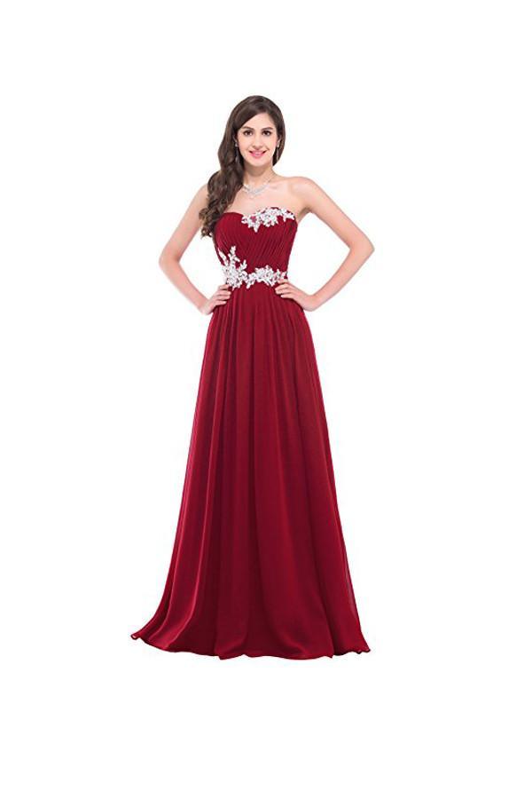 Strapless Long Evening Dress with Appliques Prom Dresses PG276 - Pgmdress