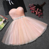 Strapless Sweetheart Neck Homecoming Dress Blush Pink Short Prom Dresses PD304 - Pgmdress