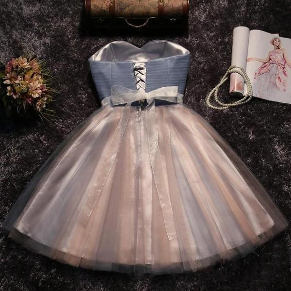 SQOSA Asymmetry Sweetheart Tulle Pink Cute Homecoming Dress Long Prom Dress QP2305 US16 / Pink