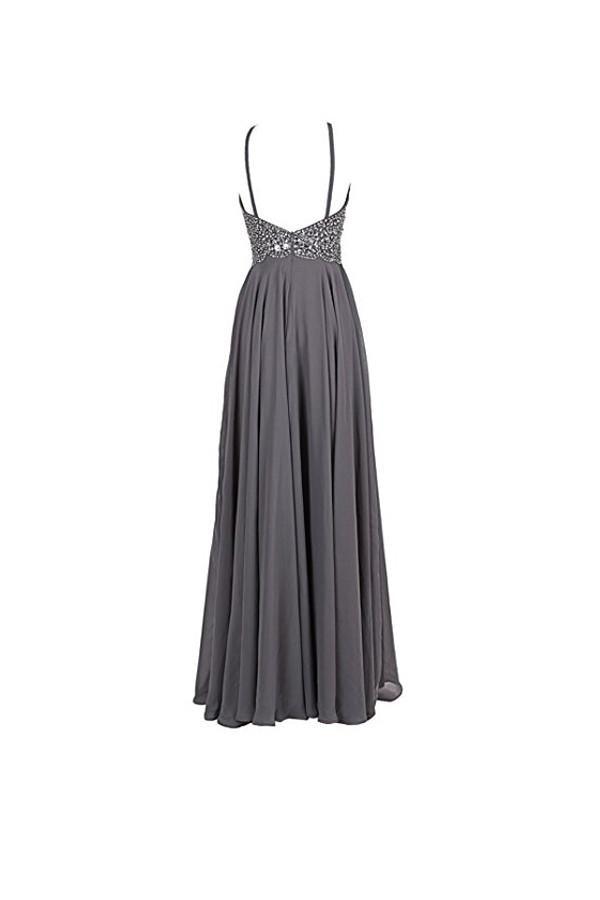 Straps Formal Gowns Beading Prom Evening Dresses Backless PG263 - Pgmdress