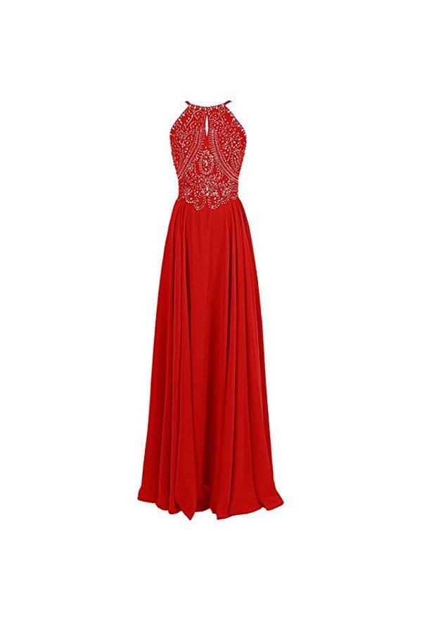 Straps Formal Gowns Beading Prom Evening Dresses Backless PG263 - Pgmdress