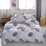 Stripe Leaf Duvet Cover Set Simple Nordic Bedding Set Quilt Cover Bed Sheet King Size Single Double Queen Bed Linens - Pgmdress