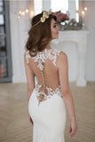 Atemberaubendes, ärmelloses Meerjungfrau-Hochzeitskleid aus Spitze mit Reißverschluss und Knopf WD041