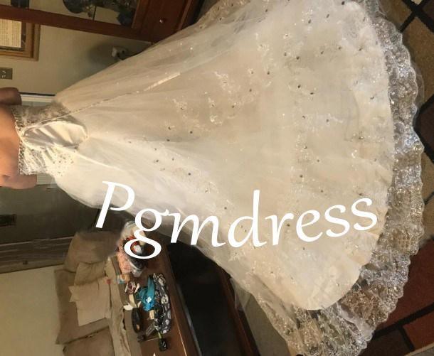 Sweetheart Ball Gown Watteau Train Wedding Dress with Appliques Beading WD022 - Pgmdress