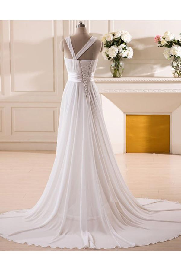 Sweetheart Chiffon Wedding Dress with Handmade Flower PG 203 - Pgmdress