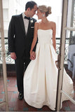 Sweetheart Court Train Ivory Satin Wedding Dress with Ruched WD122