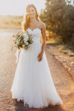 Sweetheart Floor-Length Ivory Wedding Dress with Lace WD059 - Pgmdress