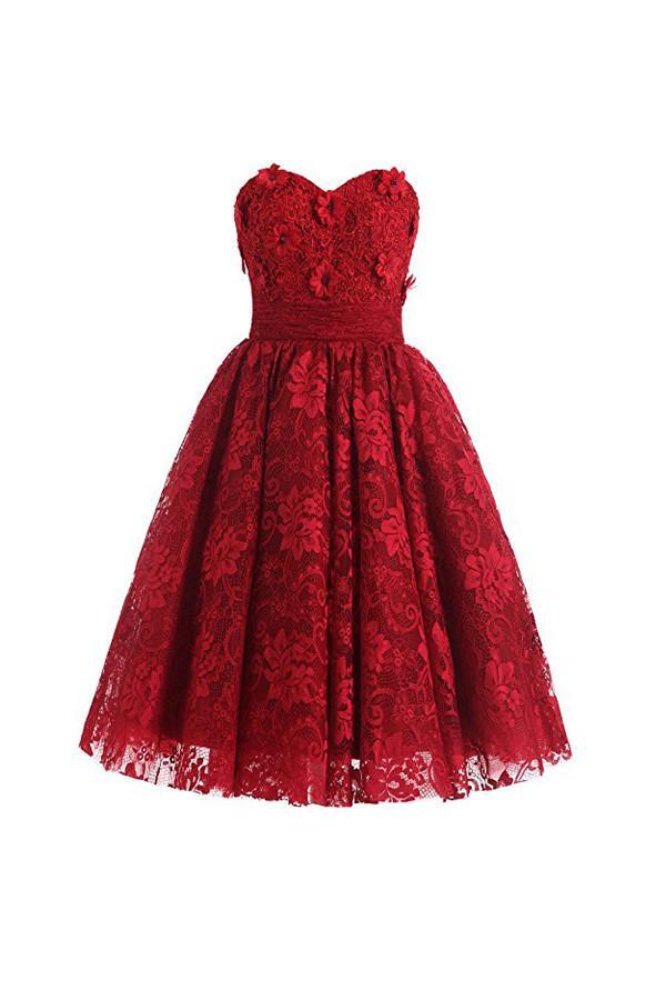 Sweetheart Knee Length Homecoming Dresses Lace Cocktail Dress PG070 - Pgmdress
