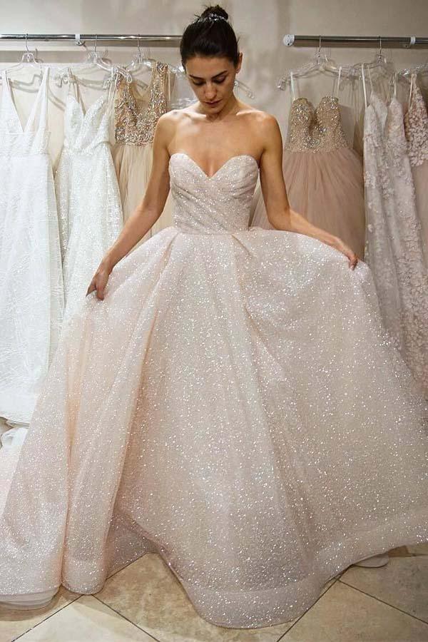 Sweetheart Long Sparkly Prom Dress Charming Evening Dress PSK038 - Pgmdress
