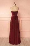 Sweetheart Neck Chiffon Burgundy Long Prom Dress Bridesmaid Dress PG422 - Pgmdress