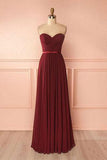 Sweetheart Neck Chiffon Burgundy Long Prom Dress Bridesmaid Dress  PG422