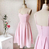 Sweetheart Neck Short Pink Prom Dresses Satin Homecoming Dresses PD400 - Pgmdress