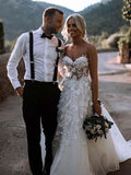 Sweetheart Neck Tulle Wedding Dresses Appliqued Wedding Gowns WD327 - Pgmdress