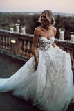 Sweetheart Neck Tulle Wedding Dresses Appliqued Wedding Gowns   WD327
