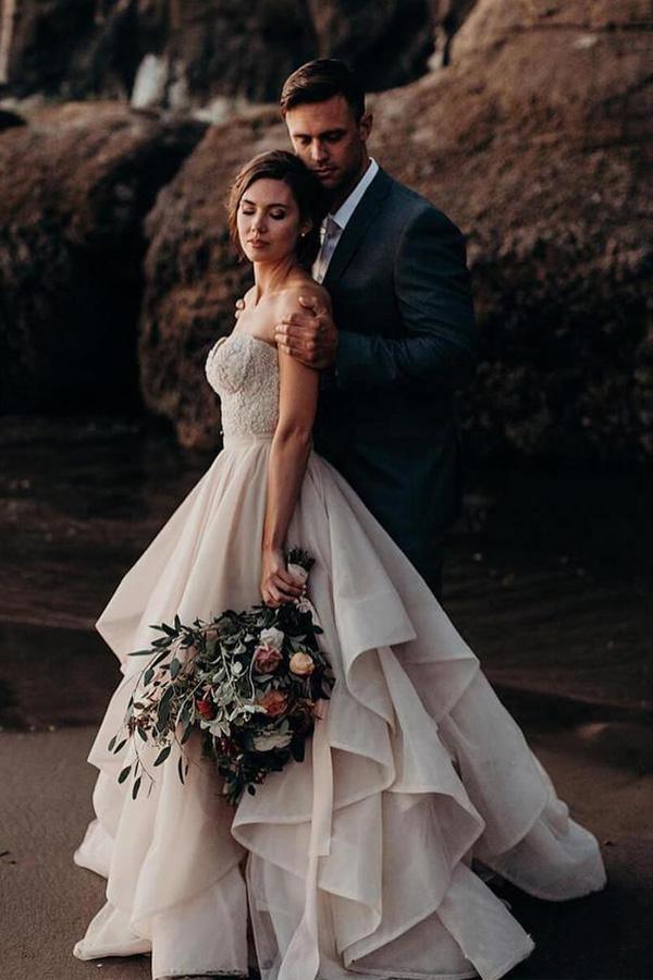 Sweetheart Neck Wedding Dresses Beaded Bodice Wedding Gowns WD493 - Pgmdress