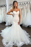Sweetheart Neckline Sexy Lace Mermaid Wedding Dresses With Ruffles WD464