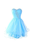 Sweetheart Organza Blue Homecoming Dresses Prom Dresses PG054