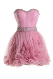 Sweetheart Organza Pink Homecoming Dresses Short Prom Dresses PG067