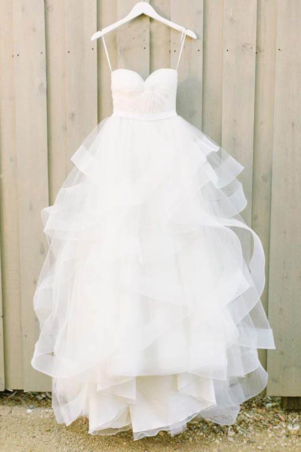 Sweetheart Ruffles Tulle A-line Wedding Dress Bride Gowns WD114 - Pgmdress
