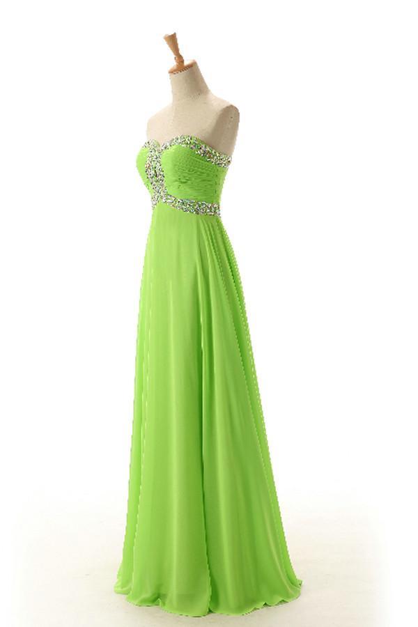 Sweetheart Sleeveless Backless Chiffon Green Prom Dress PG 243 - Pgmdress