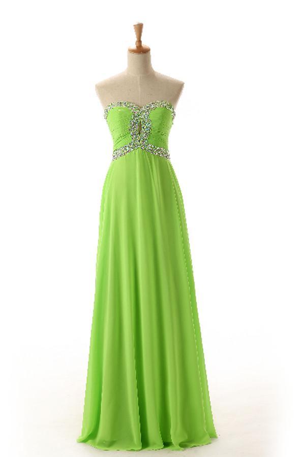 Sweetheart Sleeveless Backless Chiffon Green Prom Dress PG 243 - Pgmdress