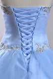 Sweetheart Sleeveless Light Blue Beading Wedding Dress With Beading WD169 - Pgmdress