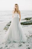 Sweetheart Strapless A Line Bohemian Wedding Dress Modest Tulle Bridal Gown  WD427