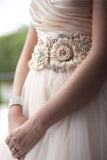 Sweetheart Strapless Flowers Beading Wedding Dress With Court Train WD092 - Pgmdress